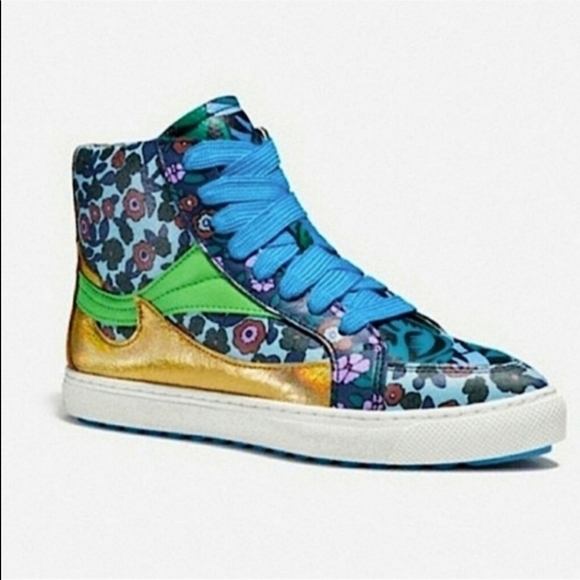 Coach C203 Leather Pointy Toe High Top Sneakers. - Picture 1 of 8